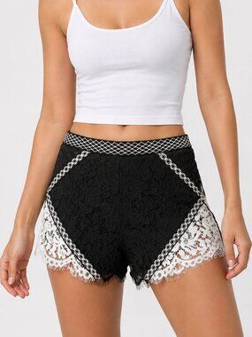 DO + BE Lace Shorts Women S Black White Boho Festival High Waist Lined